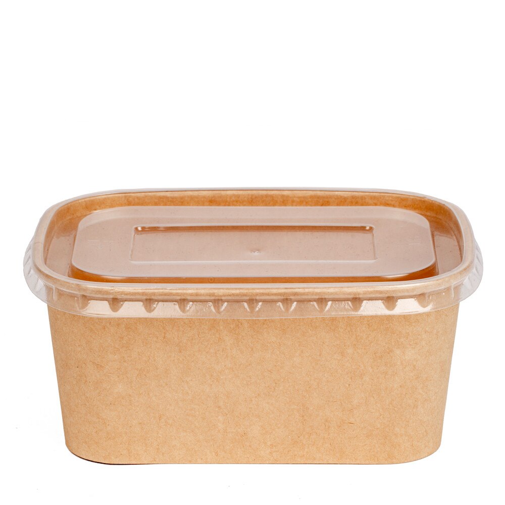 1000ml Rectangular Kraft Dessert and Deli Container x 300 Case